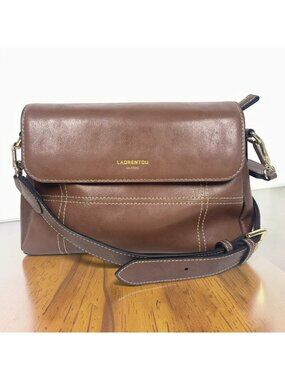 Laorentou Crossbody Bag Brown Faux Leather Adjustable Strap & Compartments